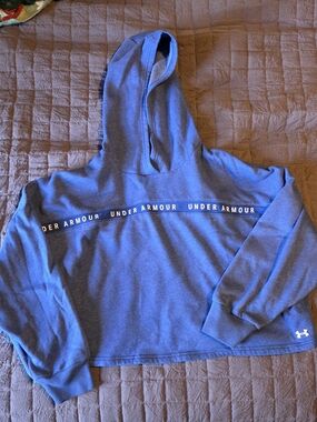 Under Armour Royal Blue Branded Cropped Hoodie